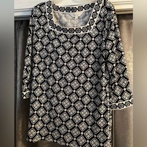 Black and white print square neck tunic. XL. Worn 1x. Magnolia Grace.